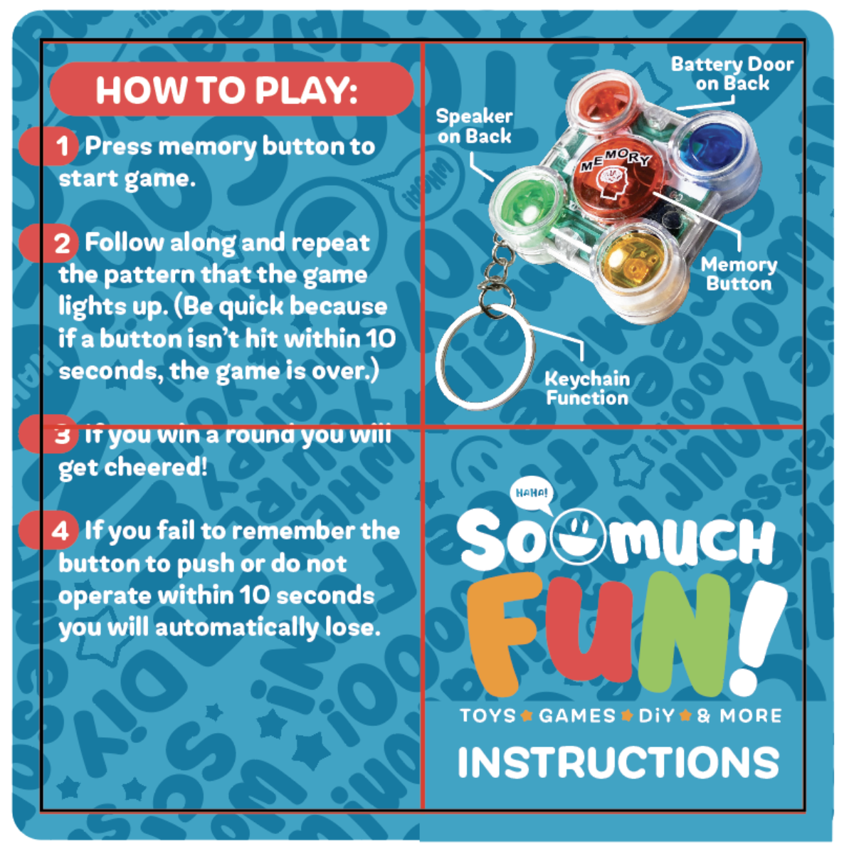 So Much Fun! Mini Memory Game Keychain - 6/Display