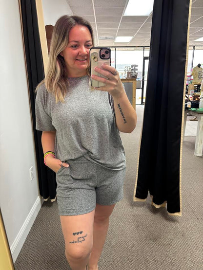 Melange Tshirt and Shorts Set