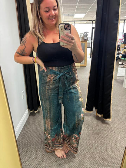 Silky floral pants