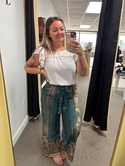 Silky floral pants