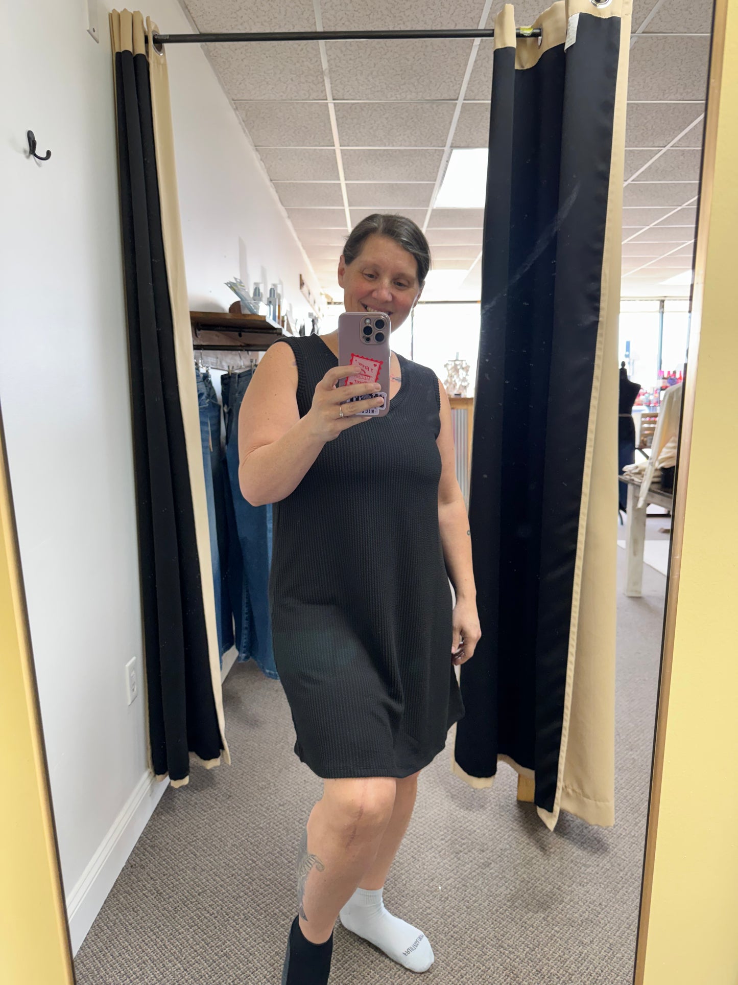 Raised rib sleeveless mini dress