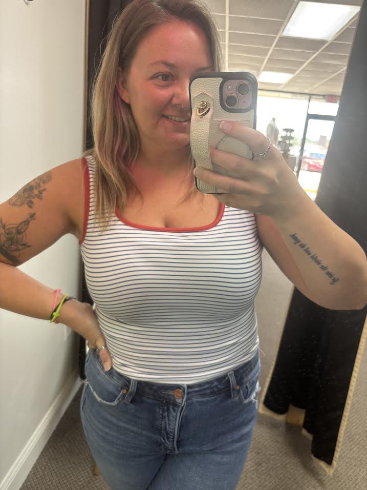 Blue +White Stripe Tank
