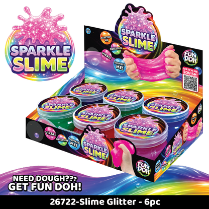 Fun Doh Glitter Slime Sensory Fidget Assortment - 6/Display