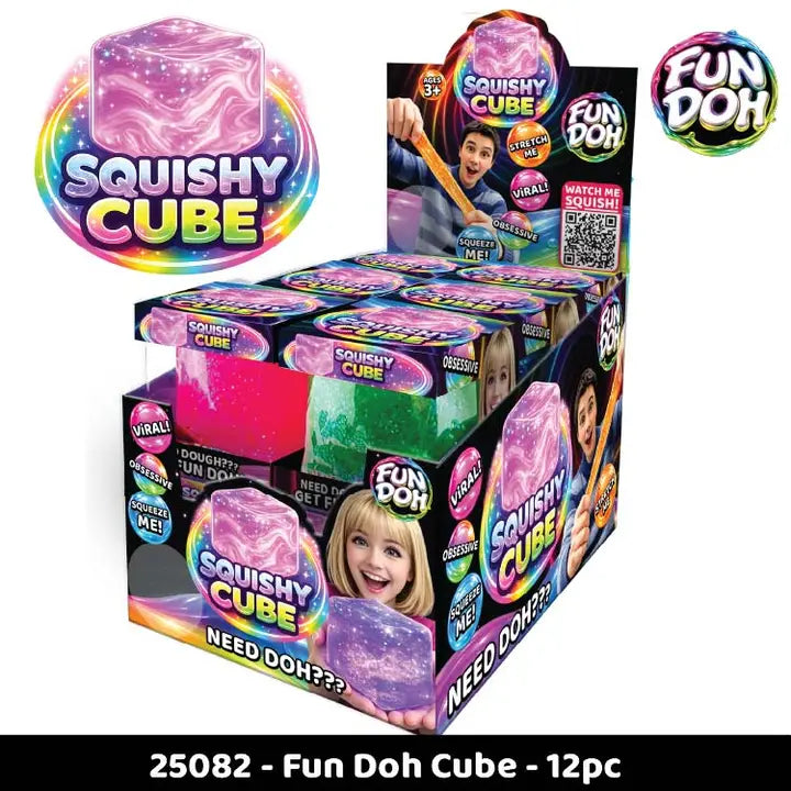 Fun Doh Squish & Squeeze Sparkle Cube Fidget Toy