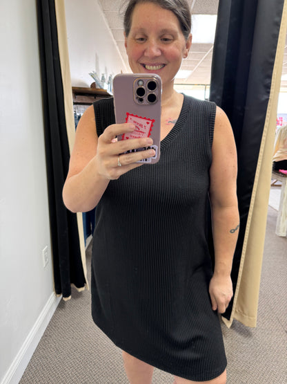 Raised rib sleeveless mini dress
