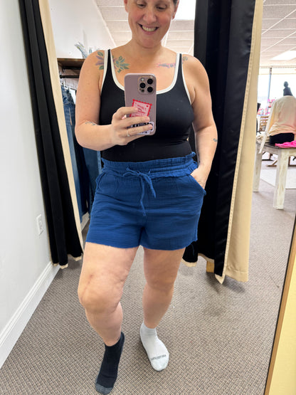 Double gauze drawstring shorts
