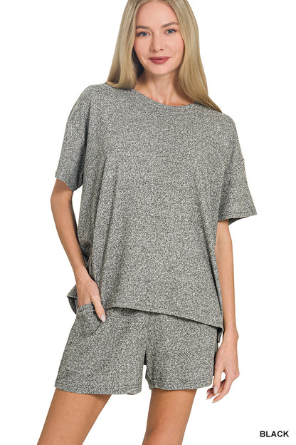 Melange Tshirt and Shorts Set