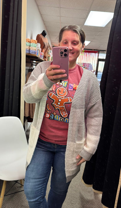 Grey and White striped cardigan