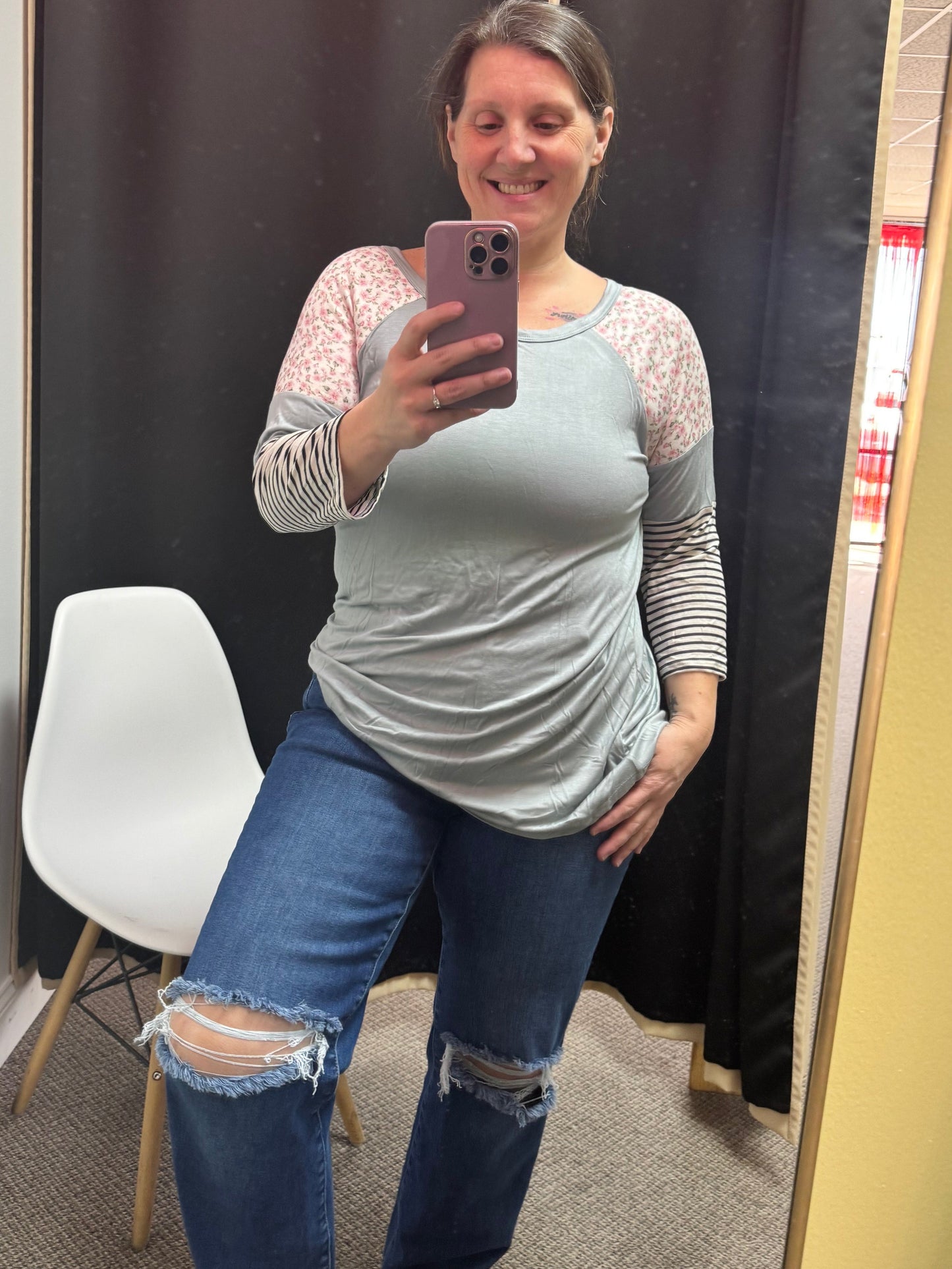 Contrast Print Top {Reg + Curvy}