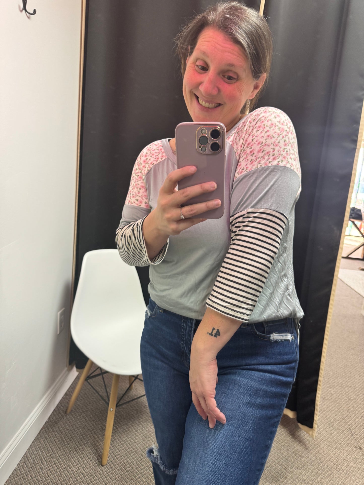 Contrast Print Top {Reg + Curvy}