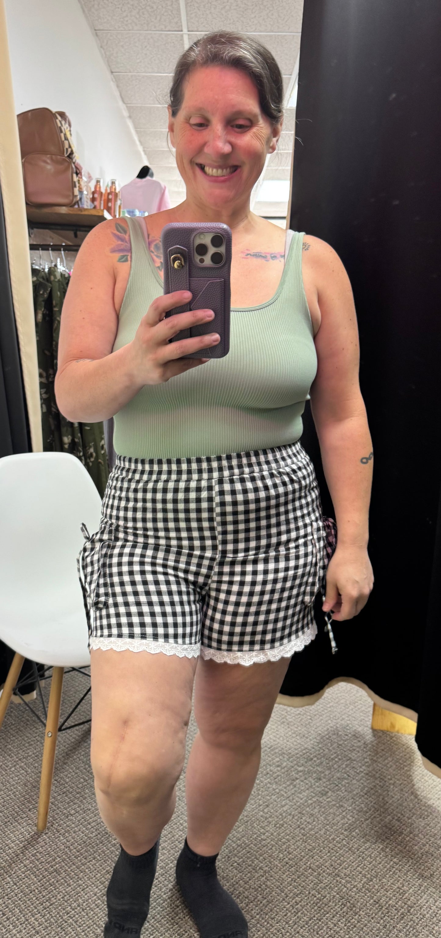 Gingham shorts with side pockets