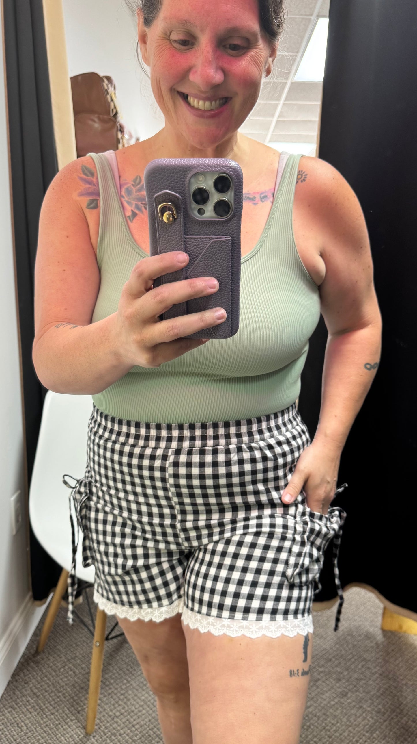 Gingham shorts with side pockets