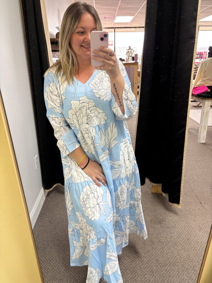 Long Floral Curvy Dress