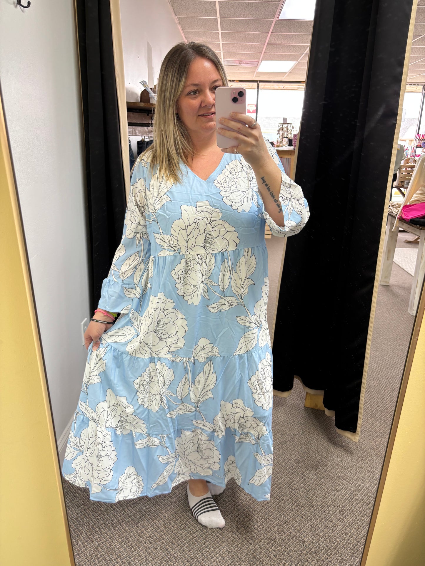Long Floral Curvy Dress