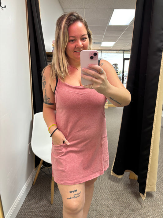 Mini dress with built-in romper liner
