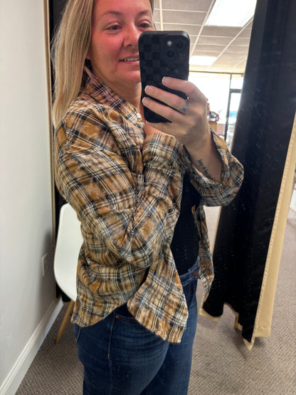 Yellow/Brown Acid Wash Plaid