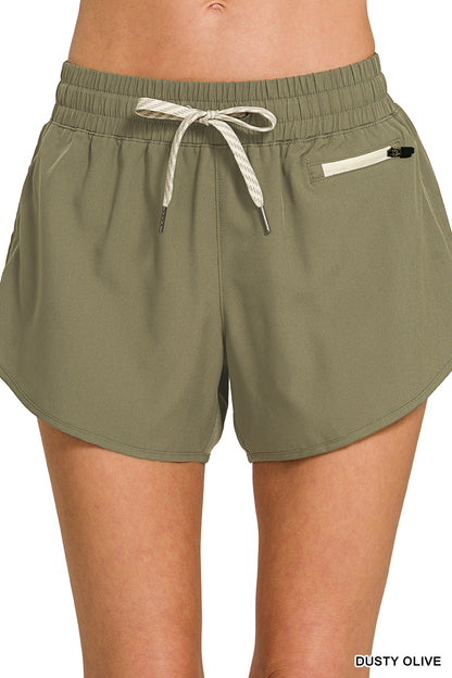 Soft woven lined shorts with zip coin pocket