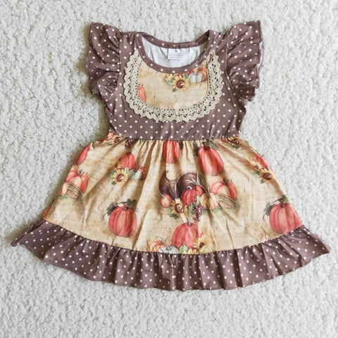 Pumpkin Dot Lace Dress
