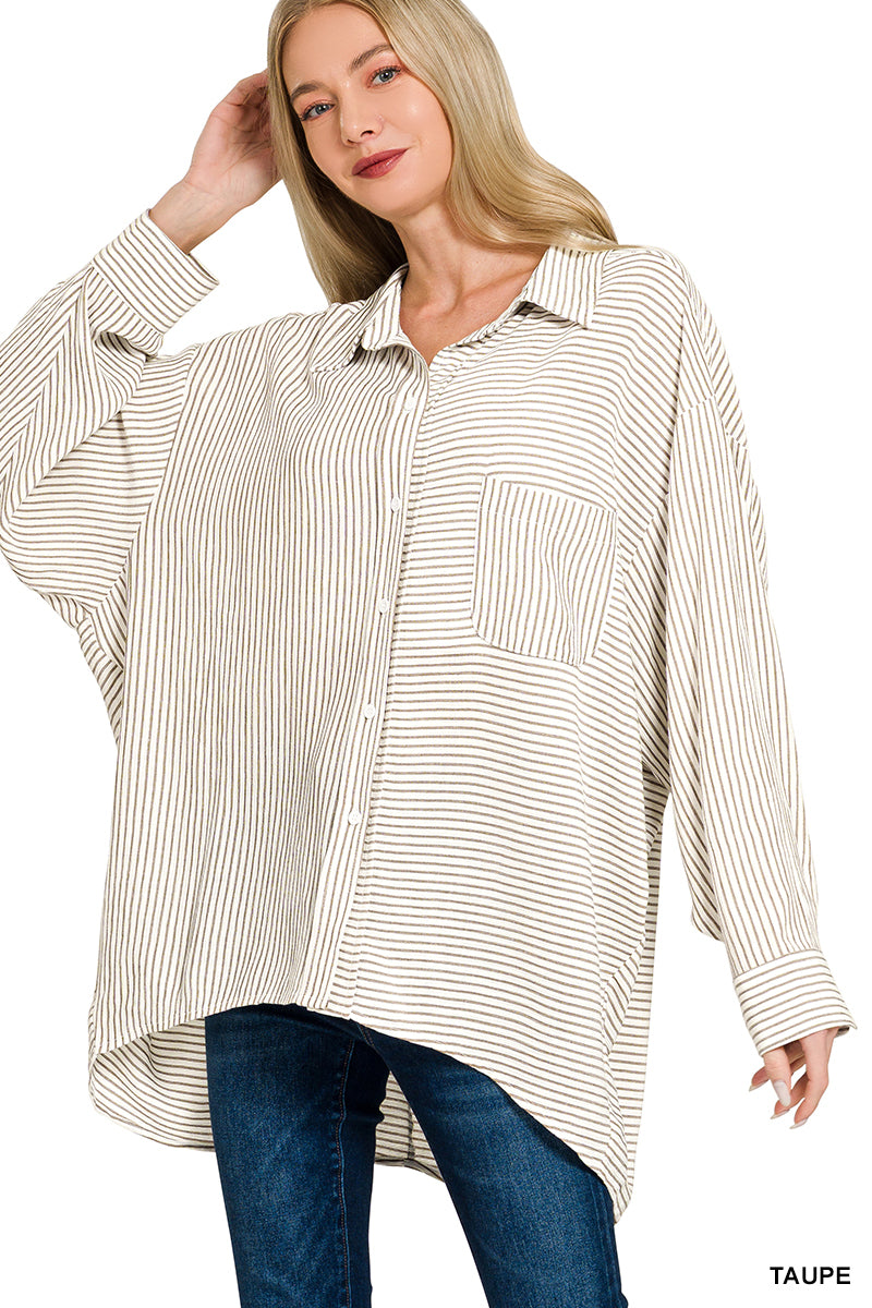 Woven stripe button down shirt