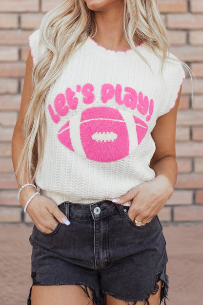 White Lets Play, Textured Knit Casual Shift Sweater Vest