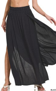 Woven crinkle gauze long skirts